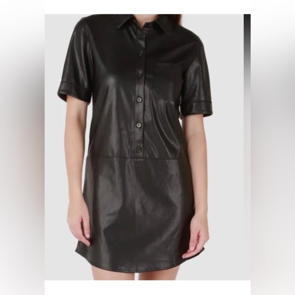 Black Tape Dresses & Skirts - Black Tape Women's Black Faux Leather Shirt Dress Size L